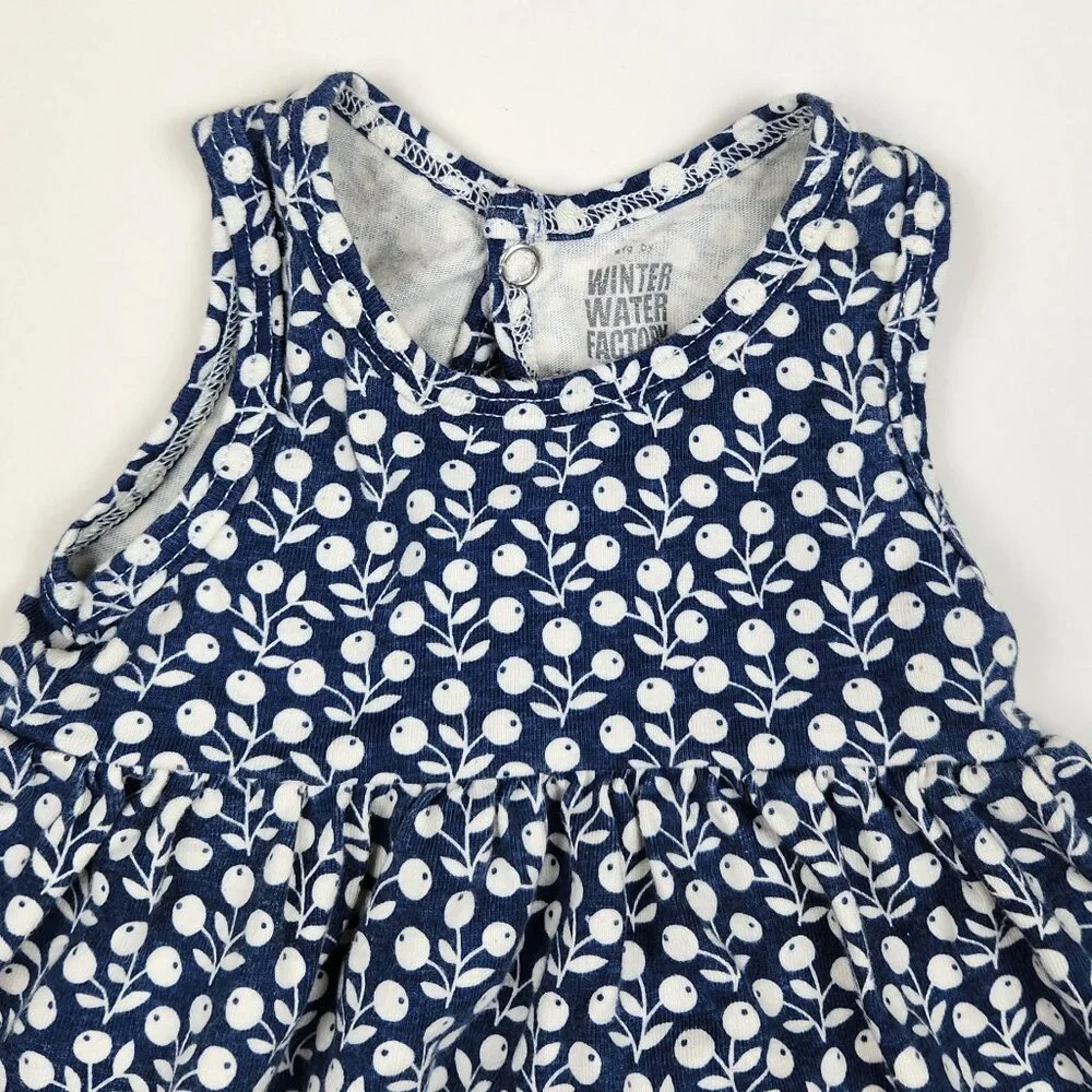 Winter Water Factory Organic Cotton Blueberry Vines Sleeveless Dress sz 3m